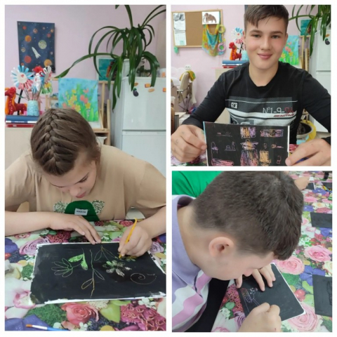 Рисуем в технике граттаж